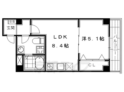 MORE五条Ⅱ(1LDK/2階)の間取り写真