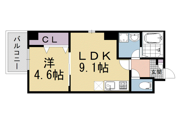 京都市烏丸線 五条駅(京都市営) 徒歩9分 5階建 築6年(1LDK/5階)の間取り写真