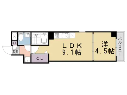 MORE五条Ⅱ(1LDK/3階)の間取り写真