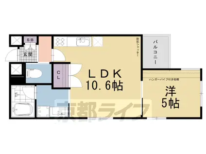 京都市東西線 二条城前駅 徒歩8分 5階建 築6年(1LDK/2階)の間取り写真