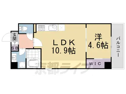 山陰本線 二条駅 徒歩2分 6階建 築5年(1LDK/3階)の間取り写真
