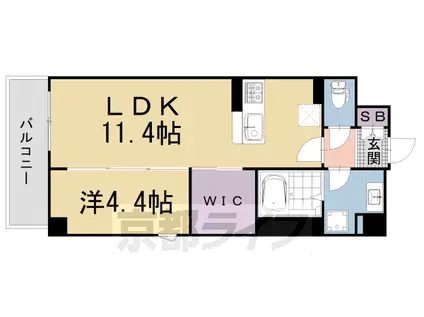 山陰本線 二条駅 徒歩2分 6階建 築5年(1LDK/5階)の間取り写真