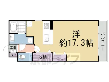 京都市烏丸線 丸太町駅(京都市営) 徒歩5分 4階建 築4年(ワンルーム/4階)の間取り写真