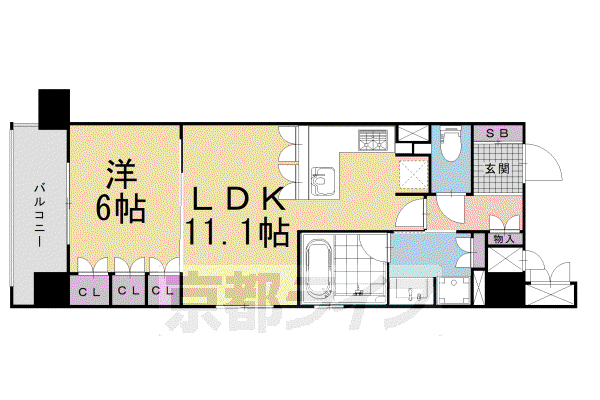 京都市東西線 二条城前駅 徒歩1分 4階建 築5年(1LDK/4階)の間取り写真
