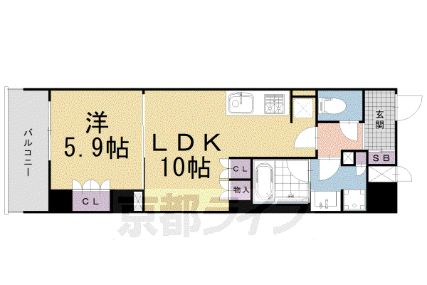 リーガル京都二条城前(1LDK/3階)の間取り写真