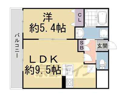 阪急電鉄京都線 大宮駅(京都) 徒歩7分 3階建 築5年(1LDK/2階)の間取り写真