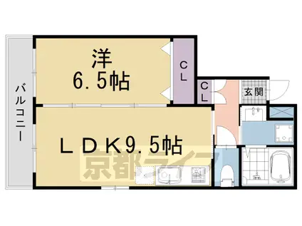 京都市東西線 二条城前駅 徒歩5分 3階建 築5年(1LDK/3階)の間取り写真
