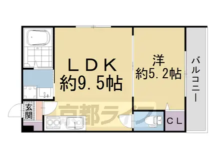京都市烏丸線 五条駅(京都市営) 徒歩6分 5階建 築5年(1LDK/3階)の間取り写真
