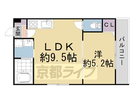 京都市烏丸線 五条駅(京都市営) 徒歩6分 5階建 築4年(1LDK/4階)の間取り写真