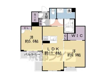 阪急電鉄京都線 大宮駅(京都) 徒歩7分 4階建 築4年(2LDK/4階)の間取り写真