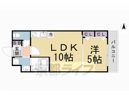 京阪電気鉄道京阪線 清水五条駅 徒歩4分 5階建 築4年(1LDK/3階)の間取り写真