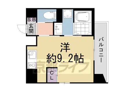 山陰本線 二条駅 徒歩4分 4階建 築5年(ワンルーム/2階)の間取り写真