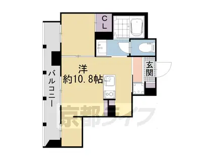 山陰本線 二条駅 徒歩4分 4階建 築5年(ワンルーム/3階)の間取り写真