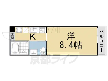 京都市烏丸線 五条駅(京都市営) 徒歩3分 4階建 築9年(1K/1階)の間取り写真