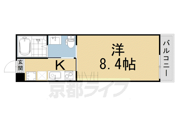 京都市烏丸線 五条駅(京都市営) 徒歩3分 4階建 築9年(1K/4階)の間取り写真