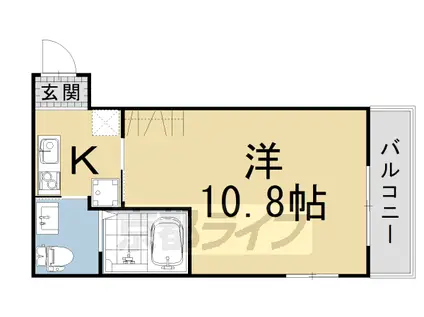 京都市烏丸線 五条駅(京都市営) 徒歩3分 4階建 築9年(1K/3階)の間取り写真