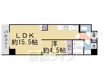 阪急電鉄京都線 烏丸駅 徒歩6分 4階建 築4年(1LDK/3階)の間取り写真
