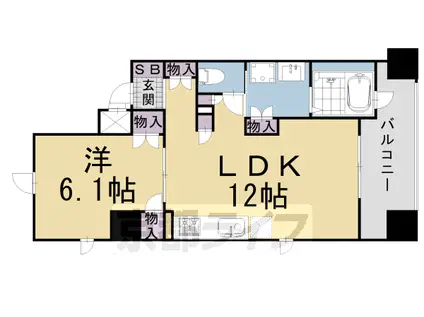 京都市東西線 京都市役所前駅 徒歩5分 5階建 築4年(1LDK/4階)の間取り写真