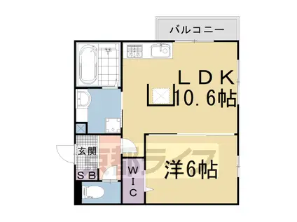 京都市烏丸線 丸太町駅(京都市営) 徒歩6分 3階建 築4年(1LDK/2階)の間取り写真