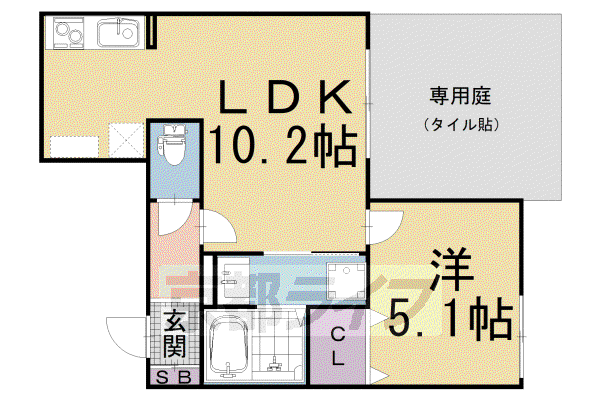 阪急電鉄京都線 烏丸駅 徒歩4分 5階建 築4年(1LDK/4階)の間取り写真
