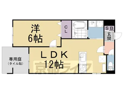 阪急電鉄京都線 烏丸駅 徒歩4分 5階建 築4年(1LDK/3階)の間取り写真