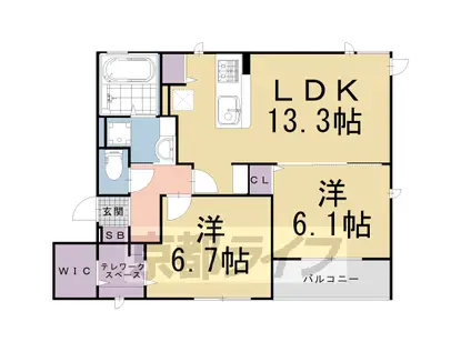 京都市東西線 三条京阪駅 徒歩2分 3階建 築4年(2LDK/2階)の間取り写真