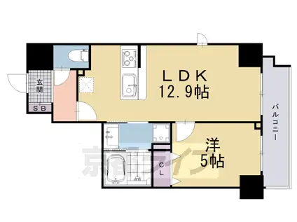 京都市烏丸線 烏丸御池駅 徒歩4分 10階建 築4年(1LDK/5階)の間取り写真