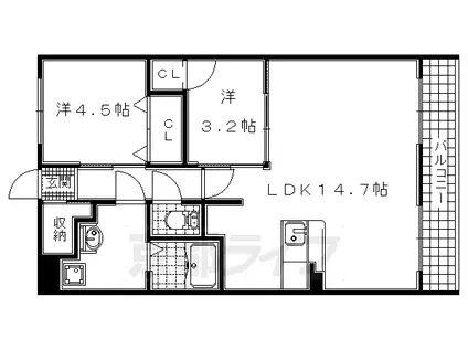 奈良線 新田駅(京都) 徒歩14分 2階建 築12年(2LDK/2階)の間取り写真