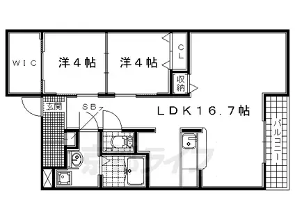 奈良線 新田駅(京都) 徒歩14分 2階建 築12年(2LDK/2階)の間取り写真