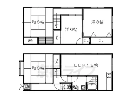 奈良線 黄檗駅(ＪＲ) 徒歩4分 2階建 築33年(4LDK)の間取り写真