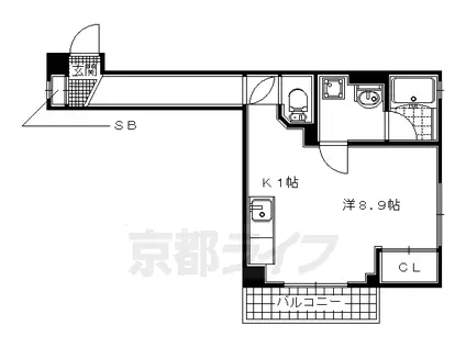 奈良線 六地蔵駅(ＪＲ) 徒歩3分 4階建 築11年(1K/4階)の間取り写真