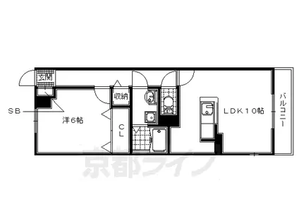 近鉄京都線 富野荘駅 徒歩4分 3階建 築10年(1LDK/1階)の間取り写真