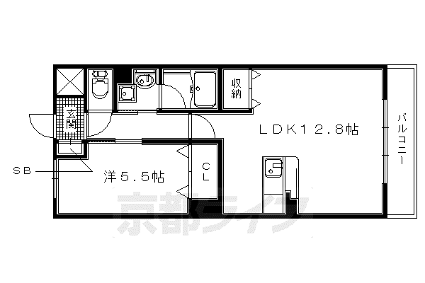 奈良線 黄檗駅(ＪＲ) 徒歩7分 5階建 築10年(1LDK/2階)の間取り写真