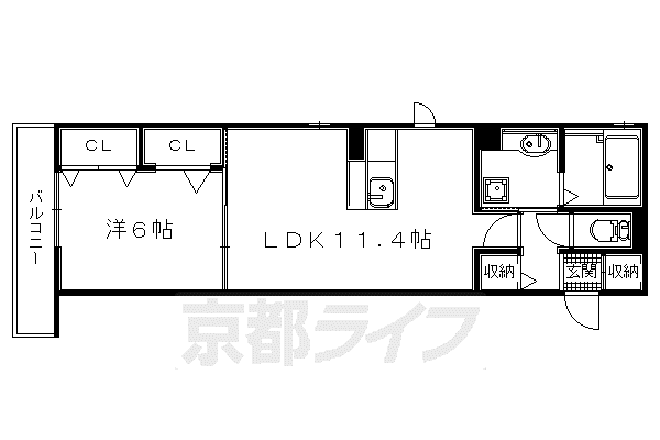 近鉄京都線 小倉駅(京都) 徒歩9分 3階建 築10年(1LDK/3階)の間取り写真