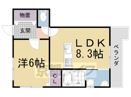 奈良線 新田駅(京都) 徒歩1分 2階建 築13年(1LDK/2階)の間取り写真