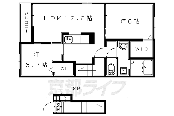 京阪電気鉄道宇治線 三室戸駅 徒歩12分 2階建 築10年(2LDK/2階)の間取り写真