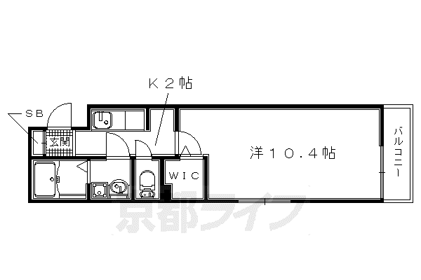 奈良線 新田駅(京都) 徒歩3分 2階建 築9年(1K/1階)の間取り写真
