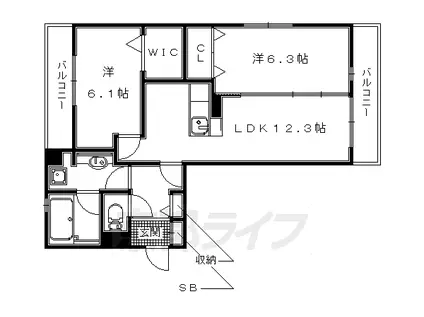 奈良線 木幡駅(ＪＲ) 徒歩8分 3階建 築9年(2LDK/1階)の間取り写真