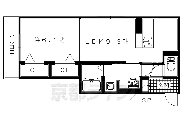 奈良線 新田駅(京都) 徒歩7分 3階建 築9年(1LDK/1階)の間取り写真