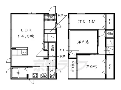 奈良線 六地蔵駅(ＪＲ) 徒歩9分 2階建 築8年(3LDK)の間取り写真