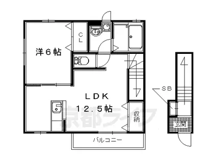 奈良線 木幡駅(ＪＲ) 徒歩12分 2階建 築8年(1LDK/2階)の間取り写真
