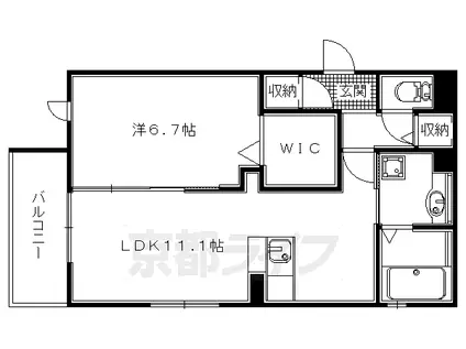 近鉄京都線 小倉駅(京都) 徒歩2分 3階建 築8年(1LDK/1階)の間取り写真