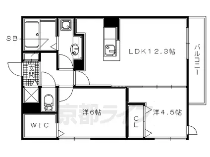 近鉄京都線 寺田駅(京都) 徒歩4分 3階建 築8年(2LDK/1階)の間取り写真