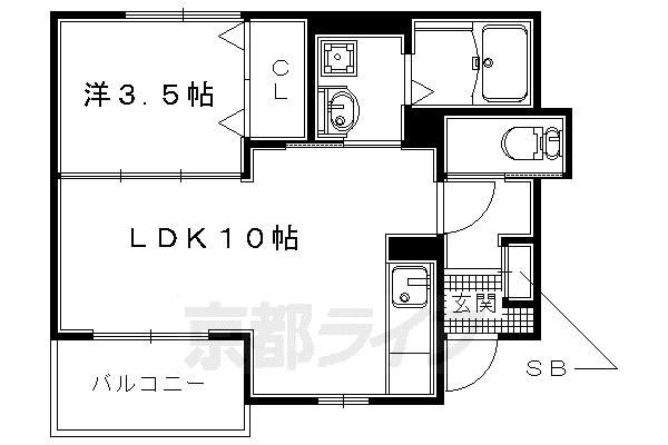 奈良線 新田駅(京都) 徒歩12分 2階建 築9年(1LDK/1階)の間取り写真