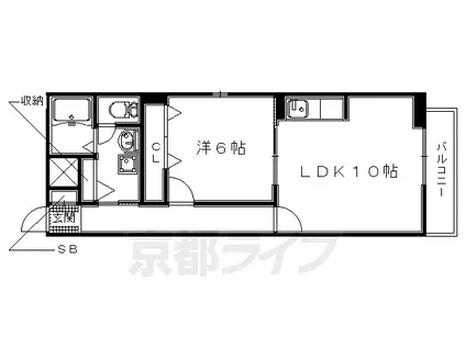 近鉄京都線 小倉駅(京都) 徒歩11分 3階建 築8年(1LDK/3階)の間取り写真