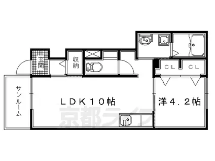 奈良線 木幡駅(ＪＲ) 徒歩15分 2階建 築8年(1LDK/1階)の間取り写真