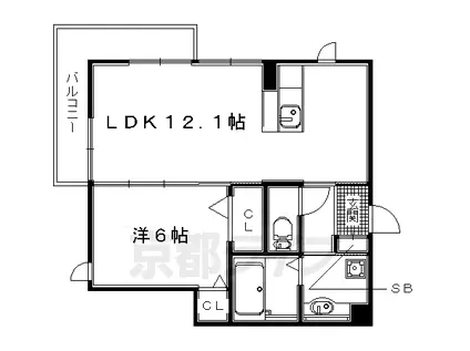 近鉄京都線 久津川駅 徒歩8分 3階建 築8年(1LDK/2階)の間取り写真