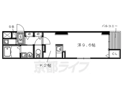 近鉄京都線 小倉駅(京都) 徒歩9分 4階建 築8年(1K/3階)の間取り写真