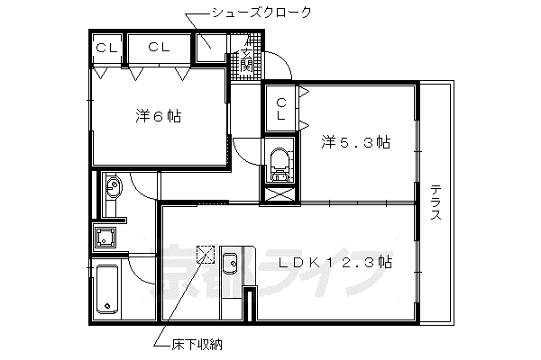 ル シュクル(2LDK/2階)の間取り写真