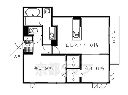 近鉄京都線 久津川駅 徒歩9分 3階建 築7年(2LDK/1階)の間取り写真